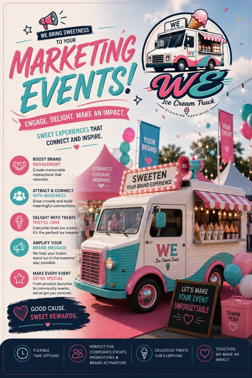 Corporate marketing event catering with WE Ice Cream Truck in Boston Massachusetts serving frozen desserts