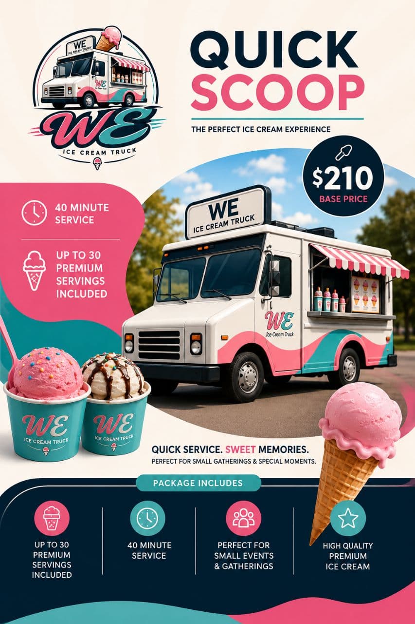Quick Scoop - Ice cream truck rental and catering package in Massachusetts