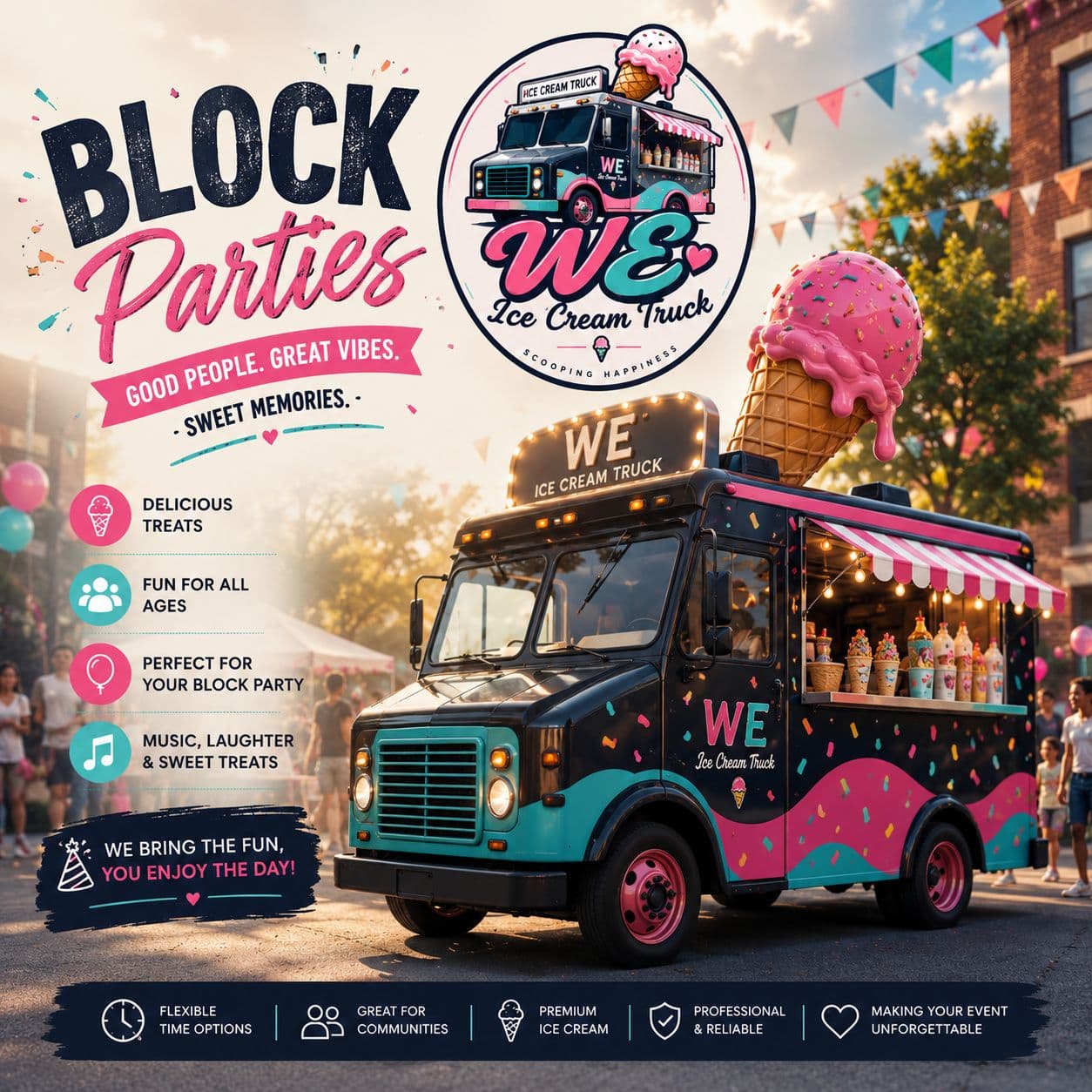 Neighborhood Block Parties catering by WE Ice Cream Truck